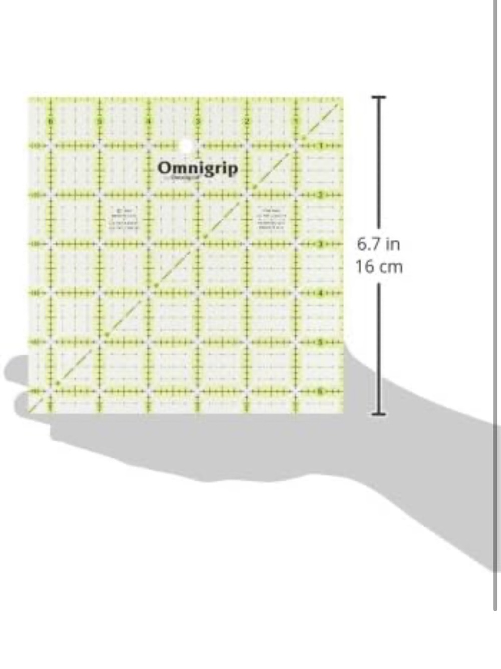 Omnigrip Neon Green Quilters Square Ruler 8.5 Inch by 8.5 Inch NWT - Picture 3 of 3